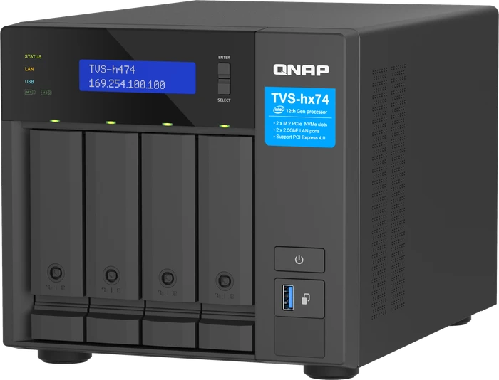 QNAP QuTS hero TVS-h474-PT-8G, 8GB RAM, 2x RJ-45 2.5GBase-T, 1x USB-C 3.1