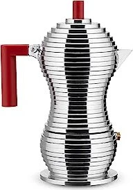 Alessi Pulcina 3 Tassen Espressokanne rot