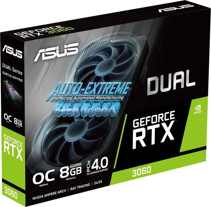 ASUS Dual GeForce RTX 3060 OC, DUAL-RTX3060-O8G, 8GB GDDR6, HDMI, 3x DP