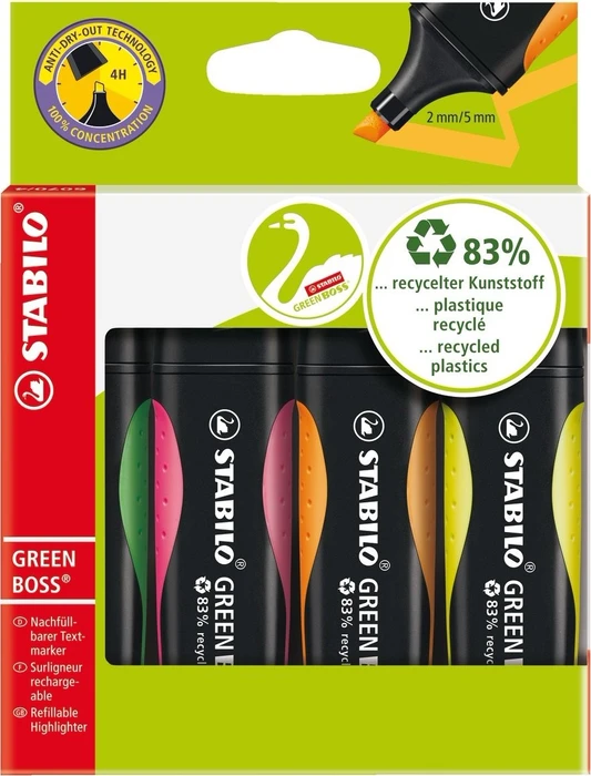 STABILO Green Boss sortiert, 4er-Set