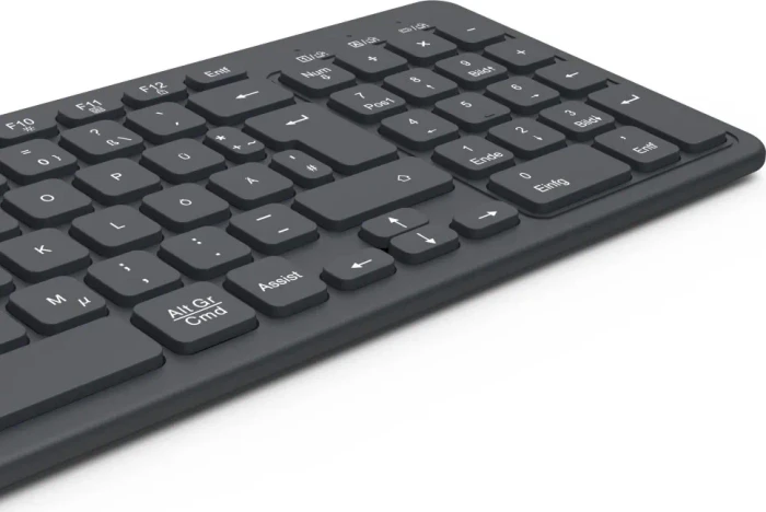 Hama WK-300 Funktastatur, schwarz, USB/Bluetooth, DE