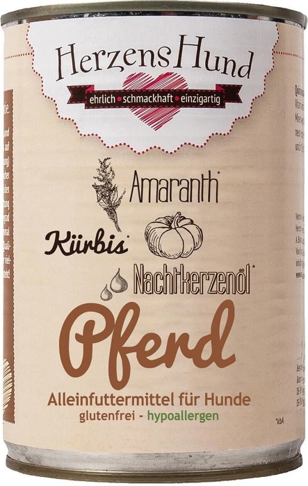 Herzens Hund Bio Pferd mit Bio Gemüse