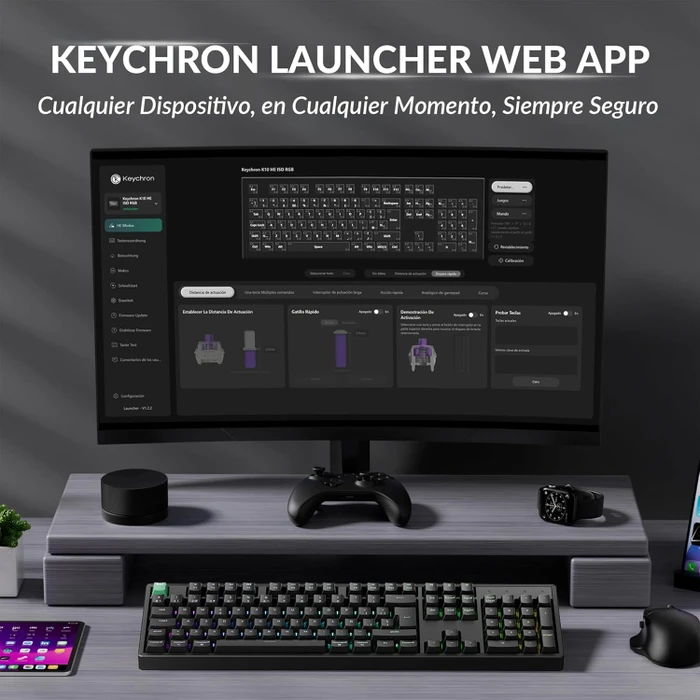 Keychron K10 HE Wireless, schwarz, LEDs RGB, Gateron 2.0 Magnetic Nebula, USB/Bluetooth, ES