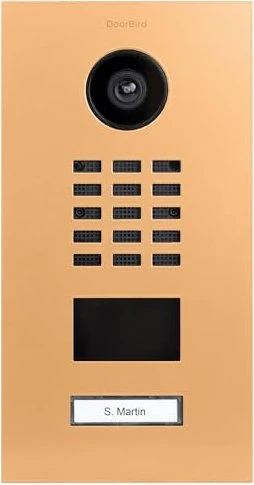 DoorBird D2101V V2 IP Video Türstation mit 1 Ruftaste, Edelstahl, safrangelb
