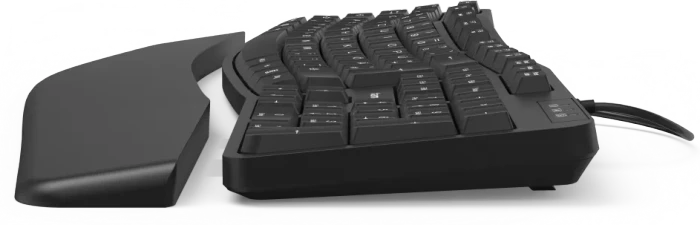Hama EKC-400 Ergonomische Tastatur mit Handballenauflage, schwarz, USB, DE