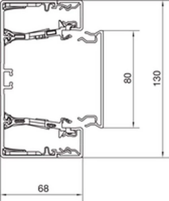 Hager Brüstungskanal-Unterteil Profil Geräteeinbau BRN 68x130 mm aus PVC in grschwarz