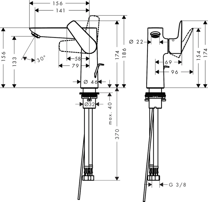 Hansgrohe Talis E 150 mit Zugstangen-Ablaufgarnitur chrom