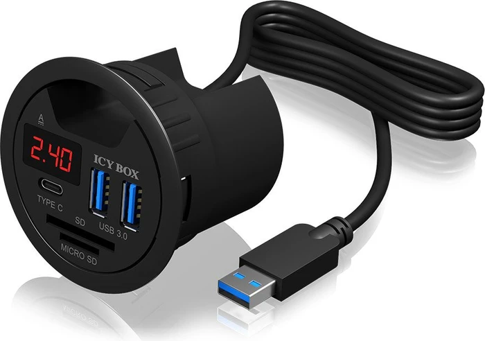 RaidSonic Icy Box IB-Hub1404 Tisch-Hub, USB 3.0 Hub/Dual-Slot-Cardreader, 3-port, USB-A 3.0 [Stecker]