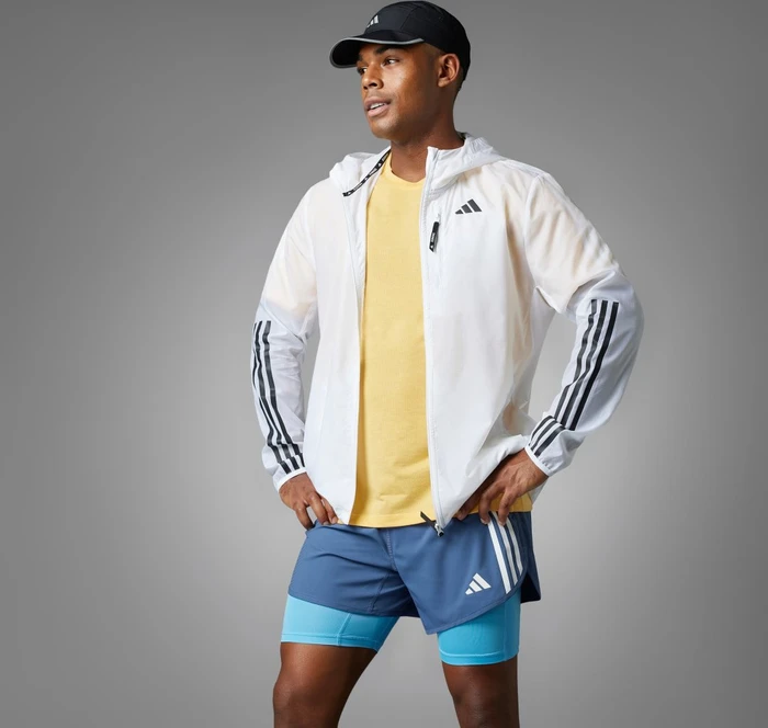 adidas Own The Run 3-Streifen Laufjacke weiß (Herren)