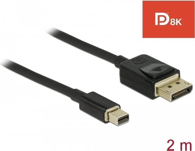 DeLOCK DisplayPort/Mini DisplayPort 1.4 Kabel 8K 60Hz schwarz, 2m