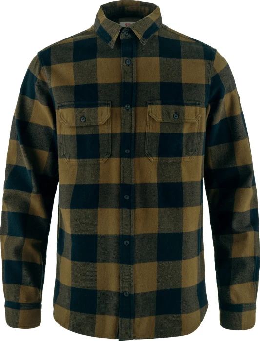 Fjällräven Övik Heavy Flannel Hemd langarm wood brown/dark navy (Herren)