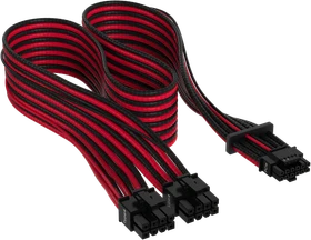 Corsair PSU Cable Type 4 - 600W PCIe 5.0 12VHPWR, 2x 8-Pin PCIe Stecker auf 16-Pin PCIe 5.0 12VHPWR Stecker, Adapterkabel, Premium Individually Sleeved, rot/schwarz, 65cm