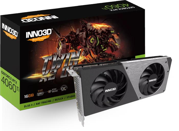 INNO3D GeForce RTX 4060 Ti Twin X2 OC, 16GB GDDR6, HDMI, 3x DP