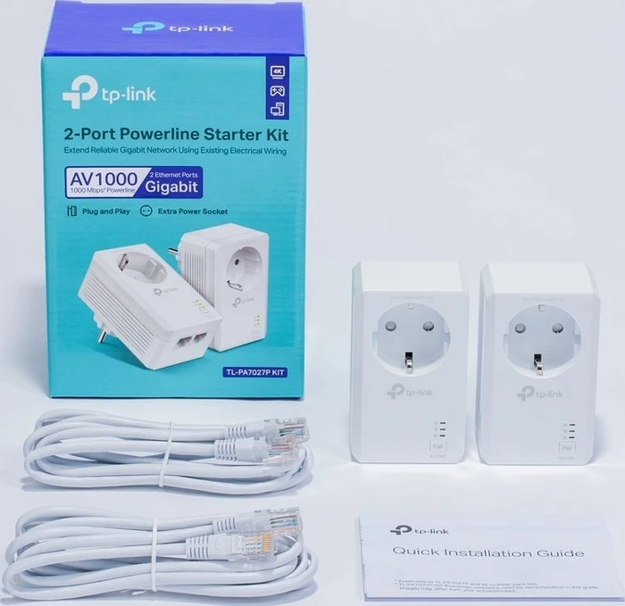 TP-Link Powerline AV1000 Passthrough Starter Kit, HomePlug AV2, 2x RJ-45, 2er-Pack