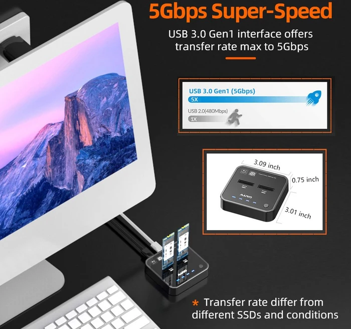 MAIWO M.2 SATA Dockingstation mit Klon-Funktion, USB-C 3.0 (verschiedene Markenbezeichnungen)