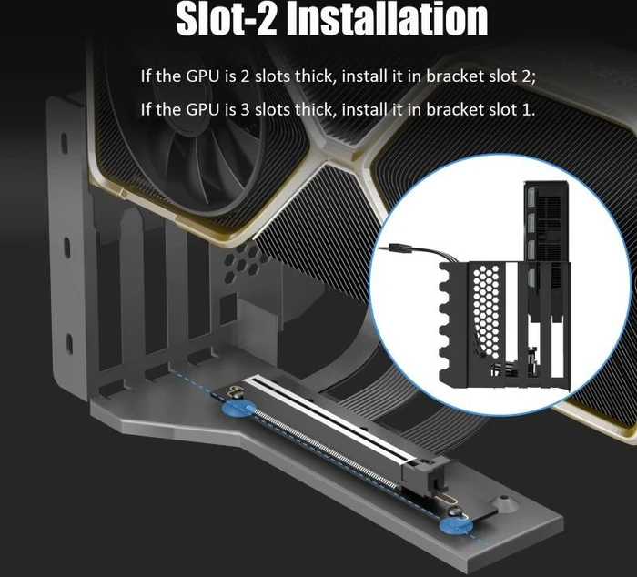 Glotrends Vertical Graphics Card Support Bracket, 2-Slot, gewinkelt, PCIe 5.0, 180mm, schwarz