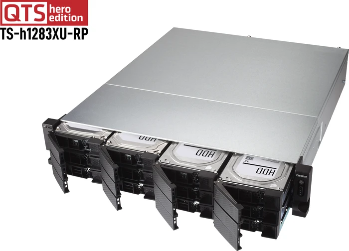 QNAP QuTS hero TS-h1283XU-RP-E2136-32G, 32GB RAM ECC, 2x SFP+ 10Gb/s, 2x RJ-45 10GBase-T, 2HE