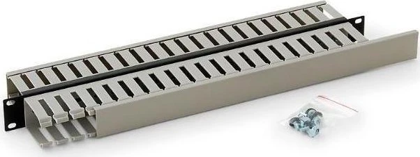 Triton doppelter 19" Kunststoffkabelkanal, hellgrau, 1HE