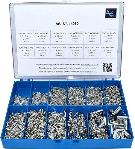 Vogt Aderendhülsen-Sortiment Unisoliert Silber 3405 Stück