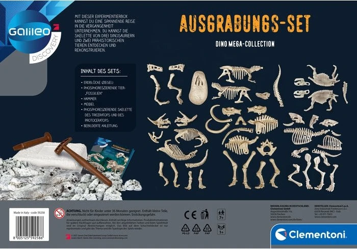Clementoni Galileo Ausgrabungs-Set Dino Mega-Collection