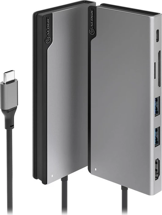 Alogic UNI Dock Multiport-Adapter, sapce grey, USB-C 3.0 [Stecker]