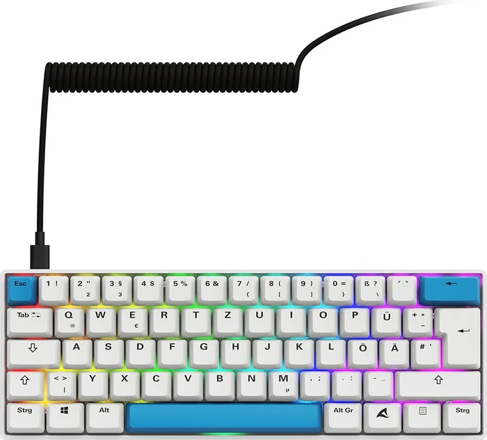 Sharkoon Skiller SGK50 S4 Gen2 PBT, White, LEDs RGB, hot-swap, Gateron G Pro 3.0 YELLOW, USB, DE