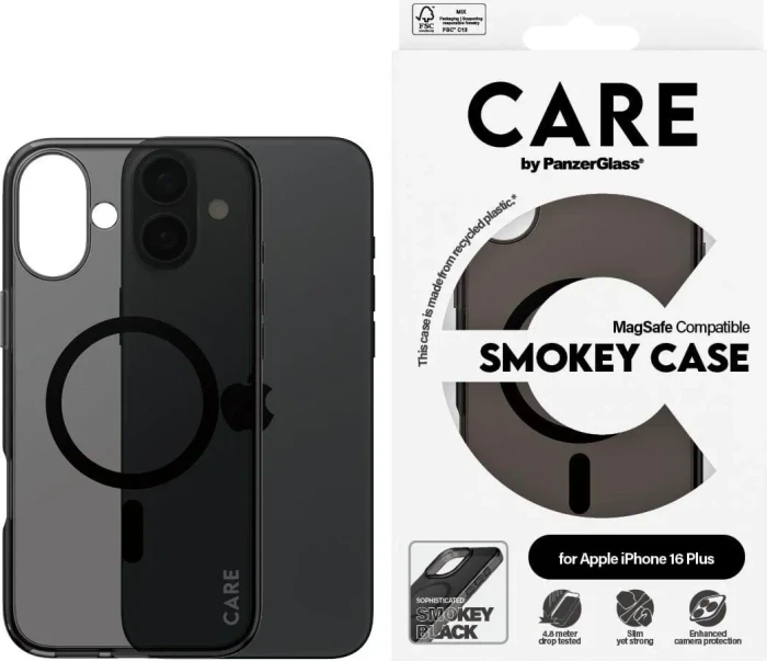 PanzerGlass Care Flagship Case Urban Combat Smokey MagSafe für Apple iPhone 16 Plus schwarz