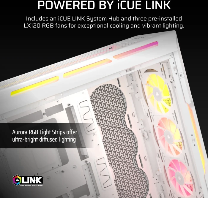 Corsair iCUE LINK 5000T LX RGB, weiß, Glasfenster