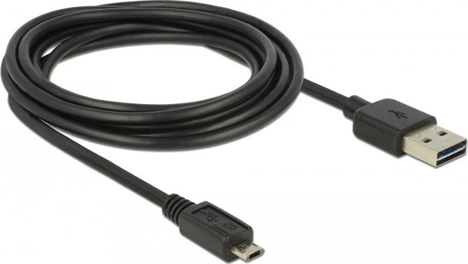 DeLOCK EASY-USB Adapterkabel, USB 2.0 Micro-B [Stecker] auf USB-A 2.0 [Stecker], schwarz, 3m