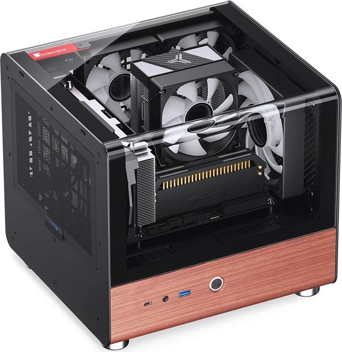 Jonsbo TK-0 Black, schwarz/braun, Glasfenster, Mini-ITX