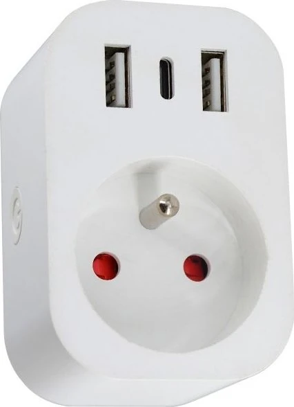 Immax Neo Lite Smart Plug Indoor weiß, 3680W, 2x USB-A/1x USB-C, Typ E, Smart-Steckdose