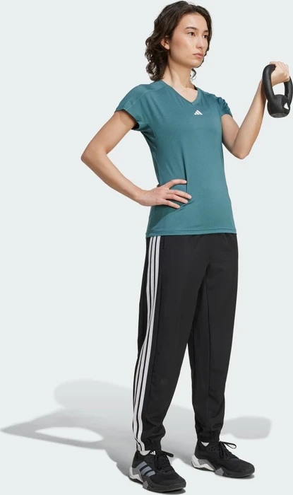 adidas Aeroready Train Essentials Minimal Branding V-Neck Funktionsshirt kurzarm preloved teal/white (Damen)
