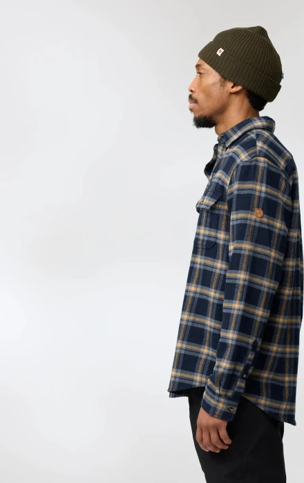 Fjällräven Övik Heavy Flannel Hemd langarm dark navy/buckwheat brown (Herren)