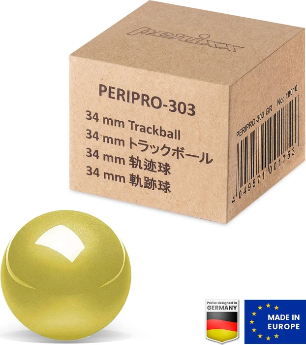 Perixx PERIPRO-303GYL 34mm für Perimice und Logitech M570, Ersatz-Trackball, gelb