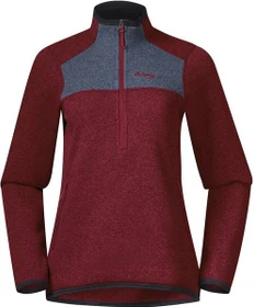 Bergans Kamphaug Knitted Half Zip Pullover chianti red/dark olive green (Damen)