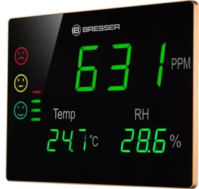 Bresser CO2 Smile XXL Luftqualitätsmonitor Temperaturstation grau, digital