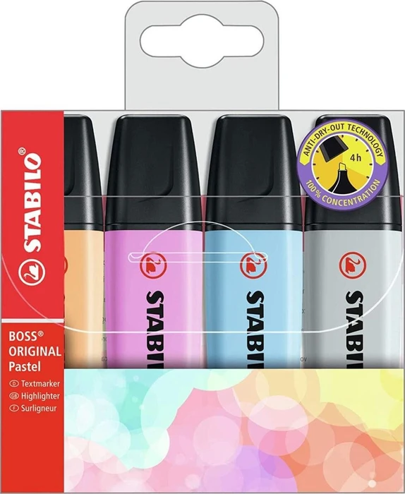 STABILO Boss Original pastell sortiert, 4er-Set, Etui