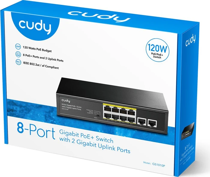 Cudy GS100 Series Rackmount Gigabit Switch, 10x RJ-45, 120W PoE+
