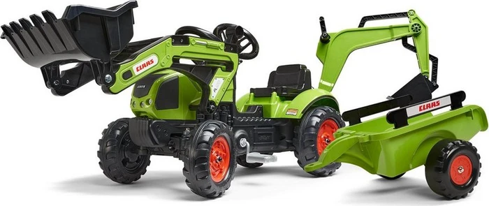 Falk-Toys Claas Baggerlader mit Bagger und Anhänger
