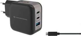 Conceptronic 3-Port 67W GaN USB-PD-Ladegerät schwarz/silber