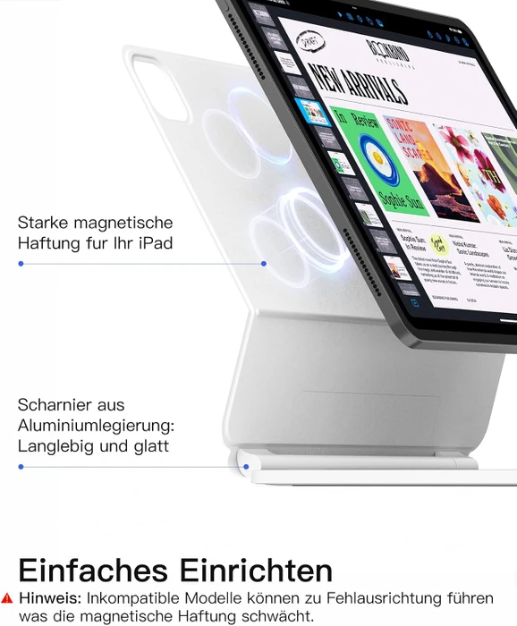 Inateck Magnetische Tastaturhülle für iPad Air 6 11"/iPad Air 5/iPad Pro 11", weiß, DE