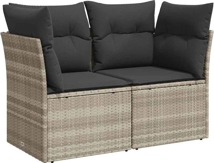 vidaXL Gartensofa/Gartenbox mit Kissen 124cm 2-Sitzer hellgrau