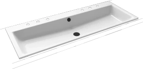 Kaldewei Puro Einbau-Doppelwaschtisch 120x46cm mit 2x3 Hahnlochbohrung, Perl-Effekt, alpinweiß