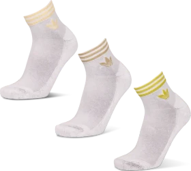 adidas 3-Streifen Ankle Socken white/warm vanilla/khaki three/preloved lime, 3 Paare