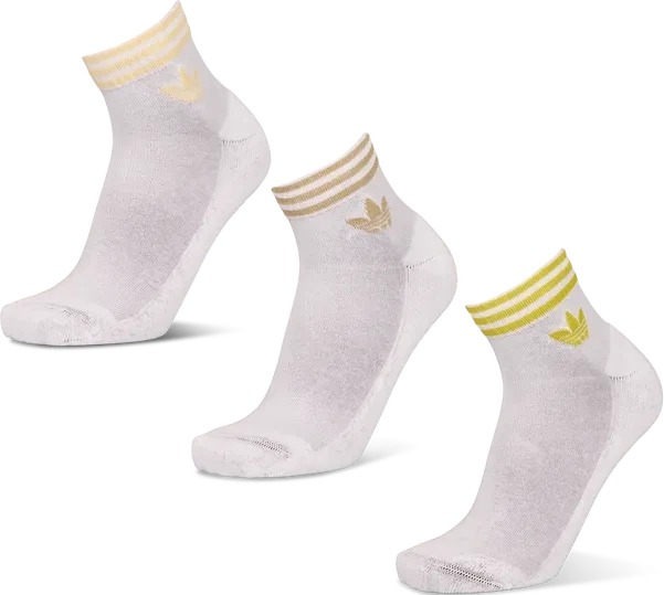 adidas 3-Streifen Ankle Socken white/warm vanilla/khaki three/preloved lime, 3 Paare