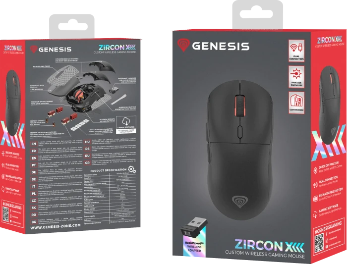Genesis Zircon XIII Custom Wireless Gaming Mouse schwarz, USB