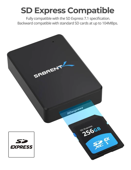 Sabrent SD Express Single-Slot-Cardreader, USB-C 3.1 [Buchse]