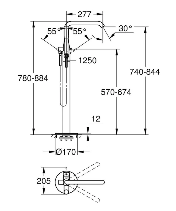 Grohe Essence Einhand-Wannenarmatur DN 15 hard graphite