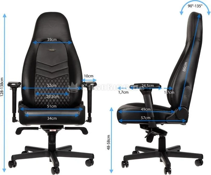 noblechairs Icon Leder Gamingstuhl, schwarz