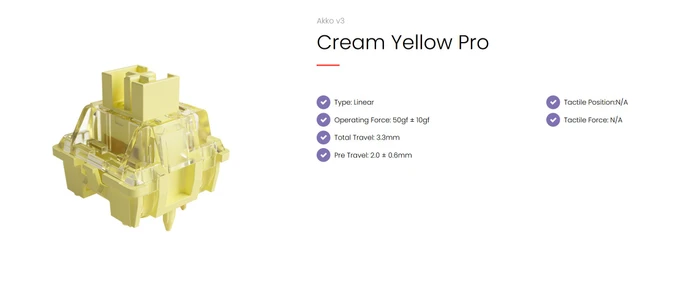 Akko V3 Pro Cream Yellow 5-Pin Linear Switch Set, 45er-Pack